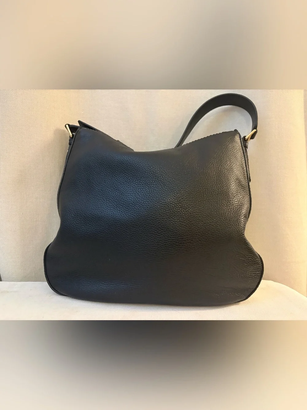 Marc Jacobs Black Pebbled Leather Hobo Shoulder Bag + Matching Wallet Gold Hardw